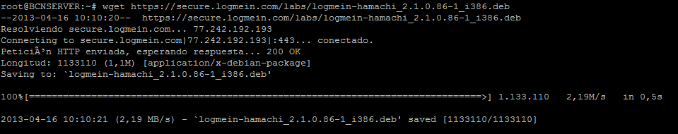 Descargando hamachi Linux wget 32bits